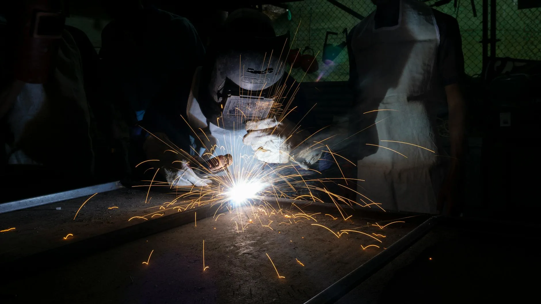 Welder performing on-site repair