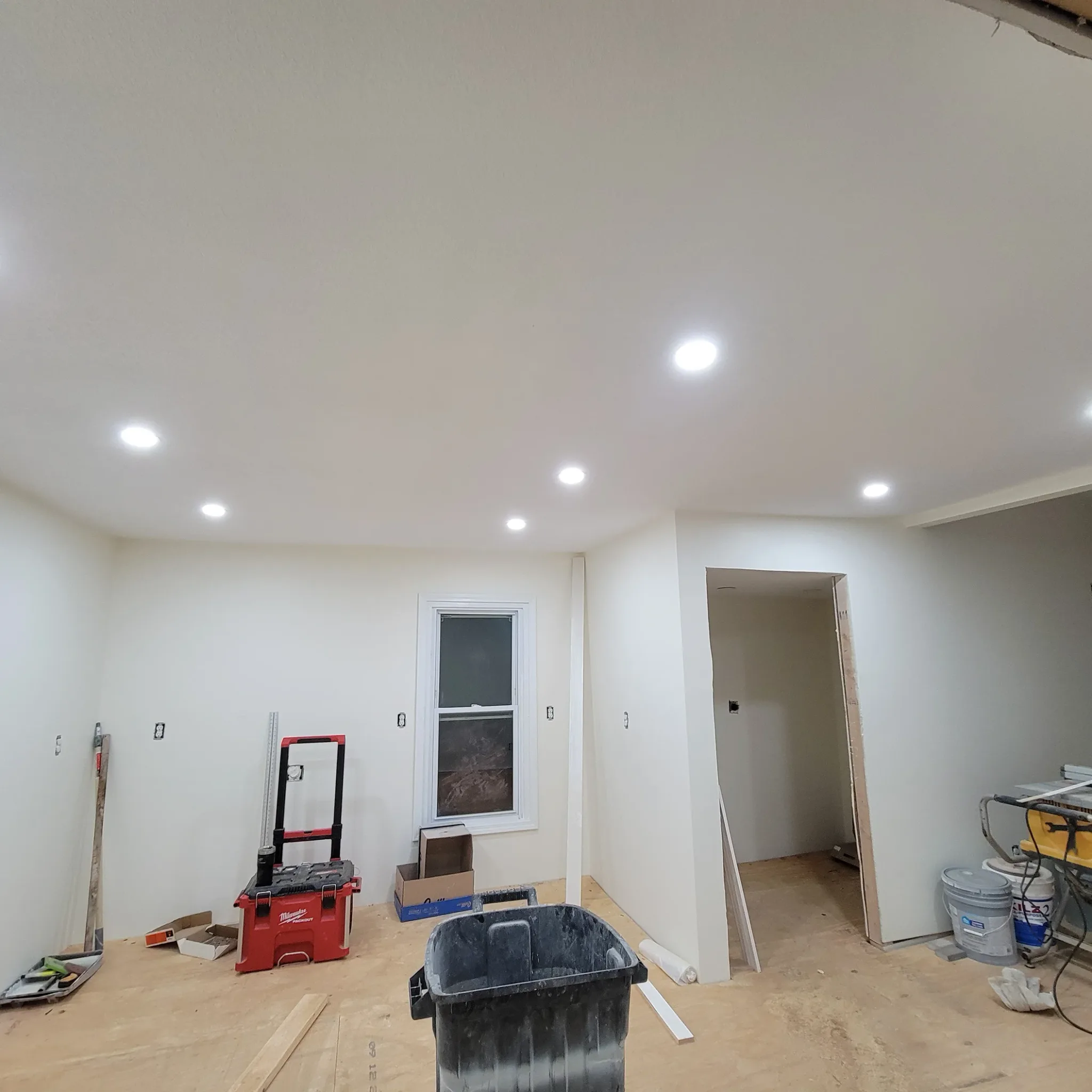 House remodel with new can lights installed