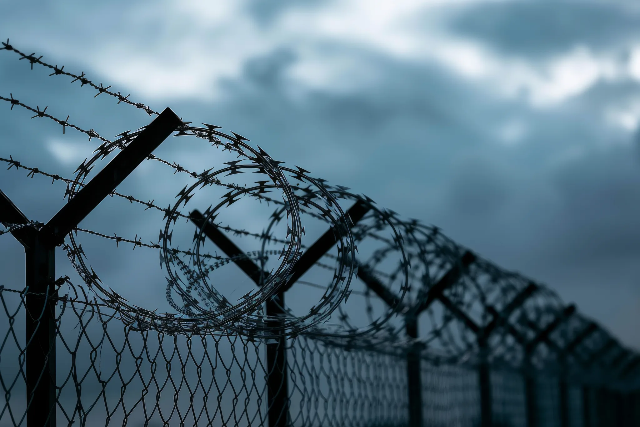 Commercial security fence installed around a business facility